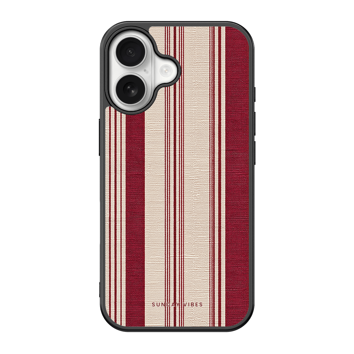 Crimson Linen Stripe iPhone Case