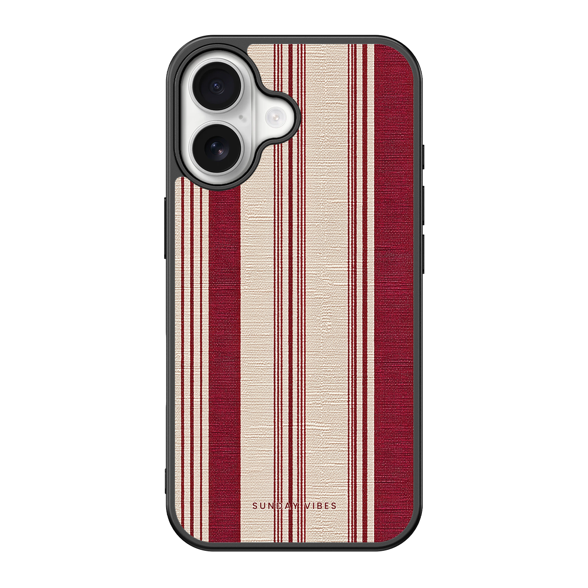 Crimson Linen Stripe iPhone Case