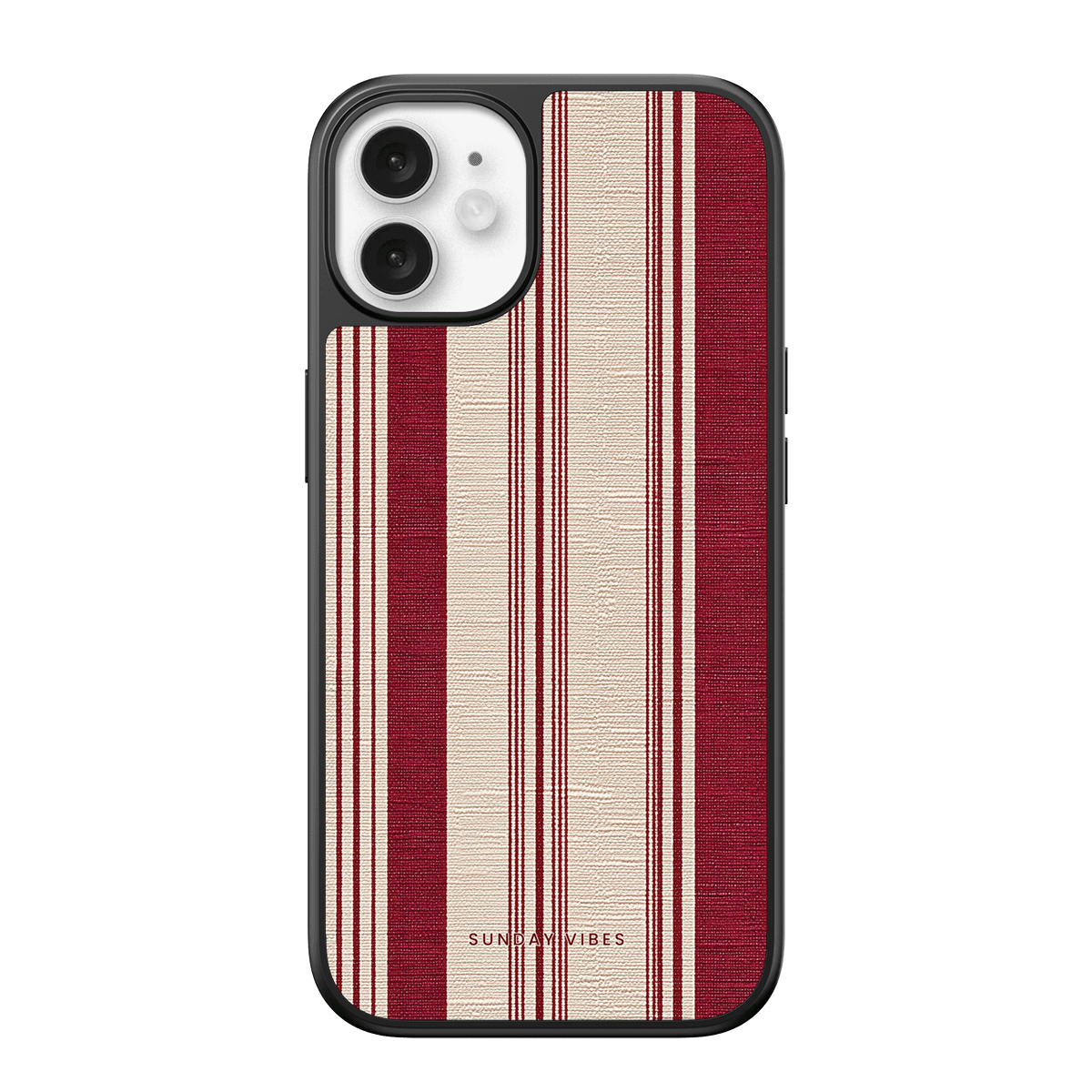 Crimson Linen Stripe iPhone Case