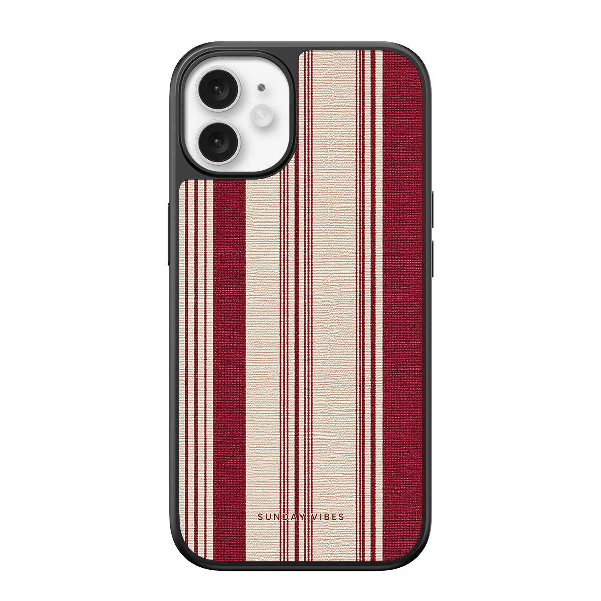 Crimson Linen Stripe iPhone Case
