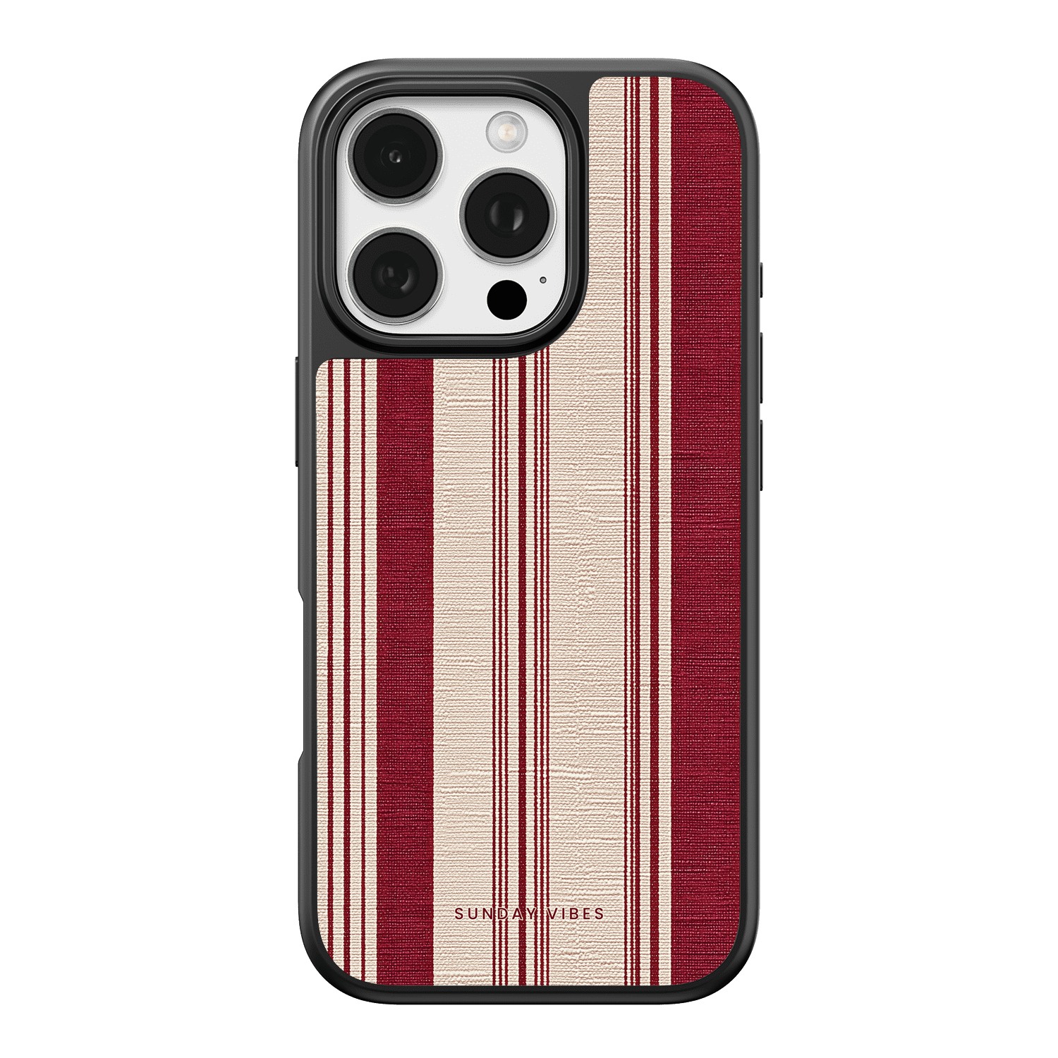 Crimson Linen Stripe iPhone Case