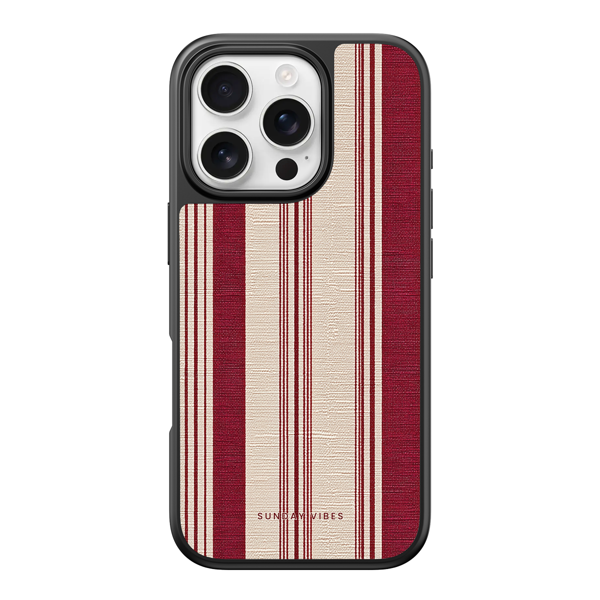 Crimson Linen Stripe iPhone Case