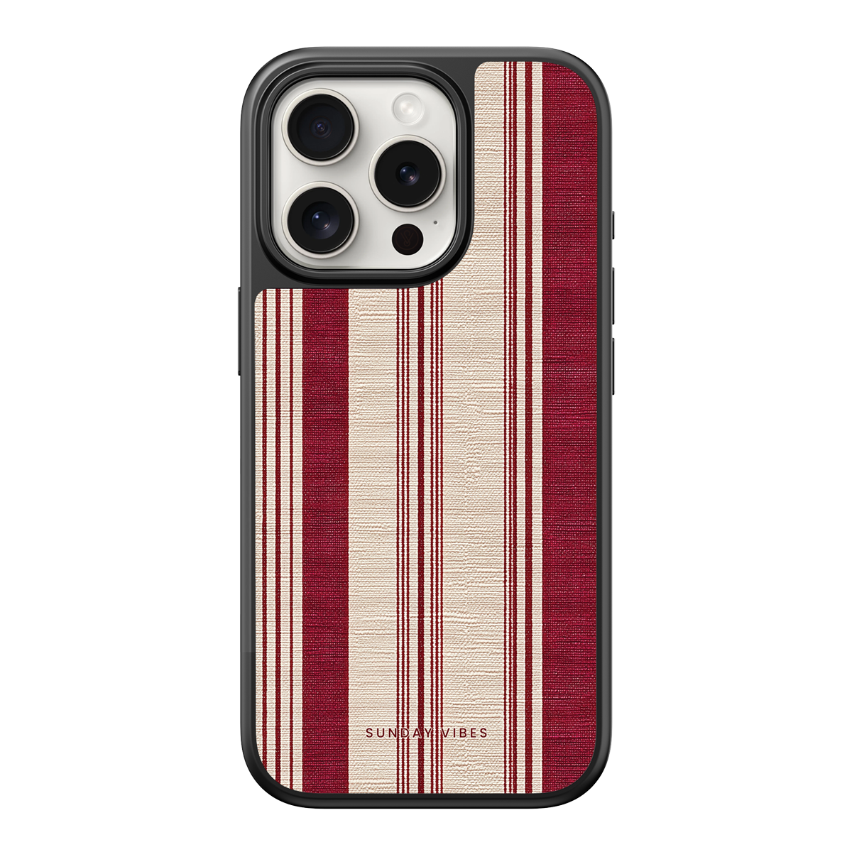 Crimson Linen Stripe iPhone Case