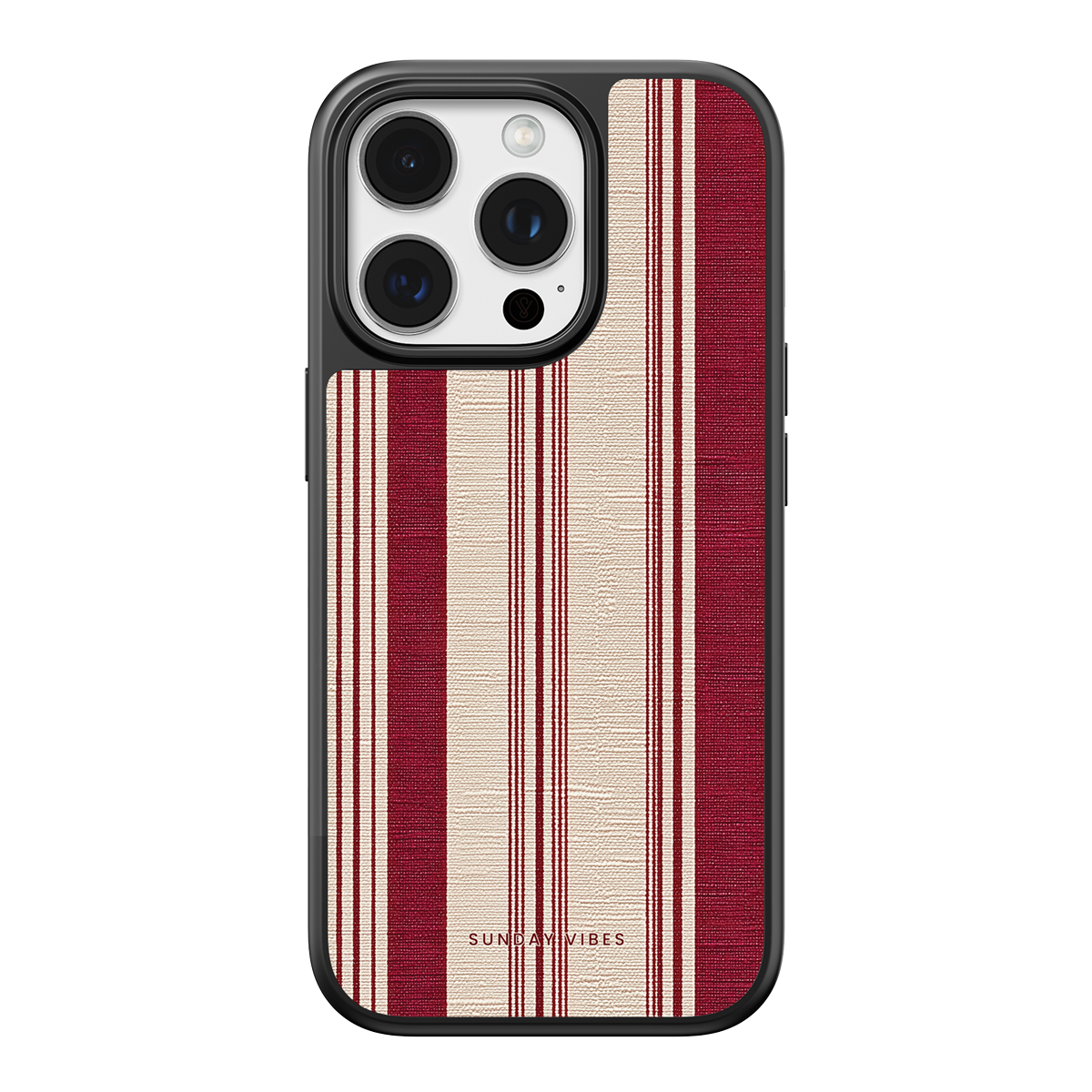 Crimson Linen Stripe iPhone Case