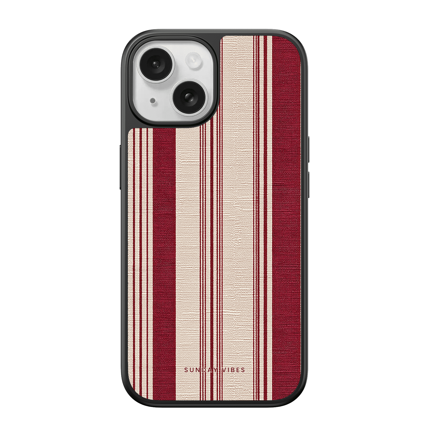 Crimson Linen Stripe iPhone Case