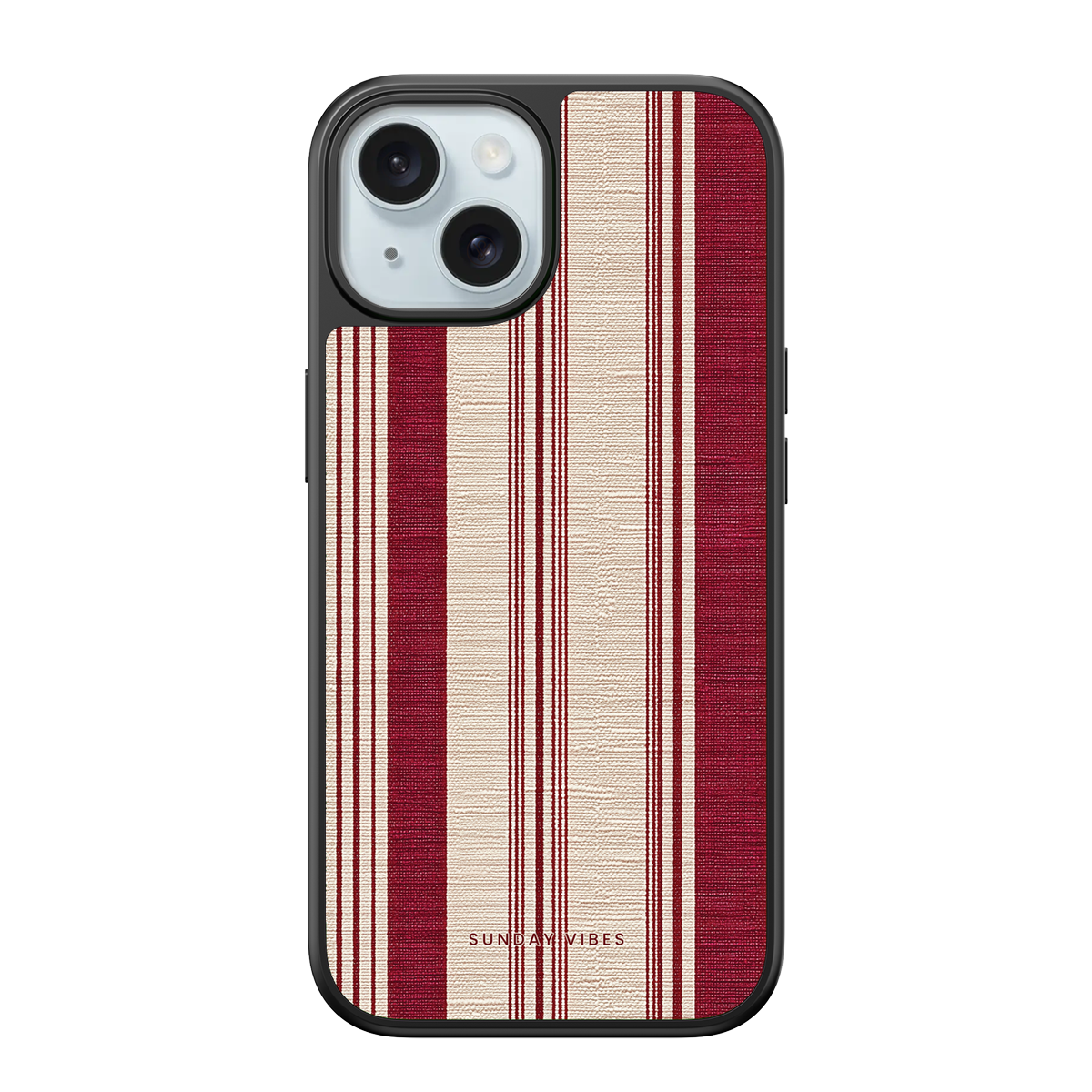 Crimson Linen Stripe iPhone Case
