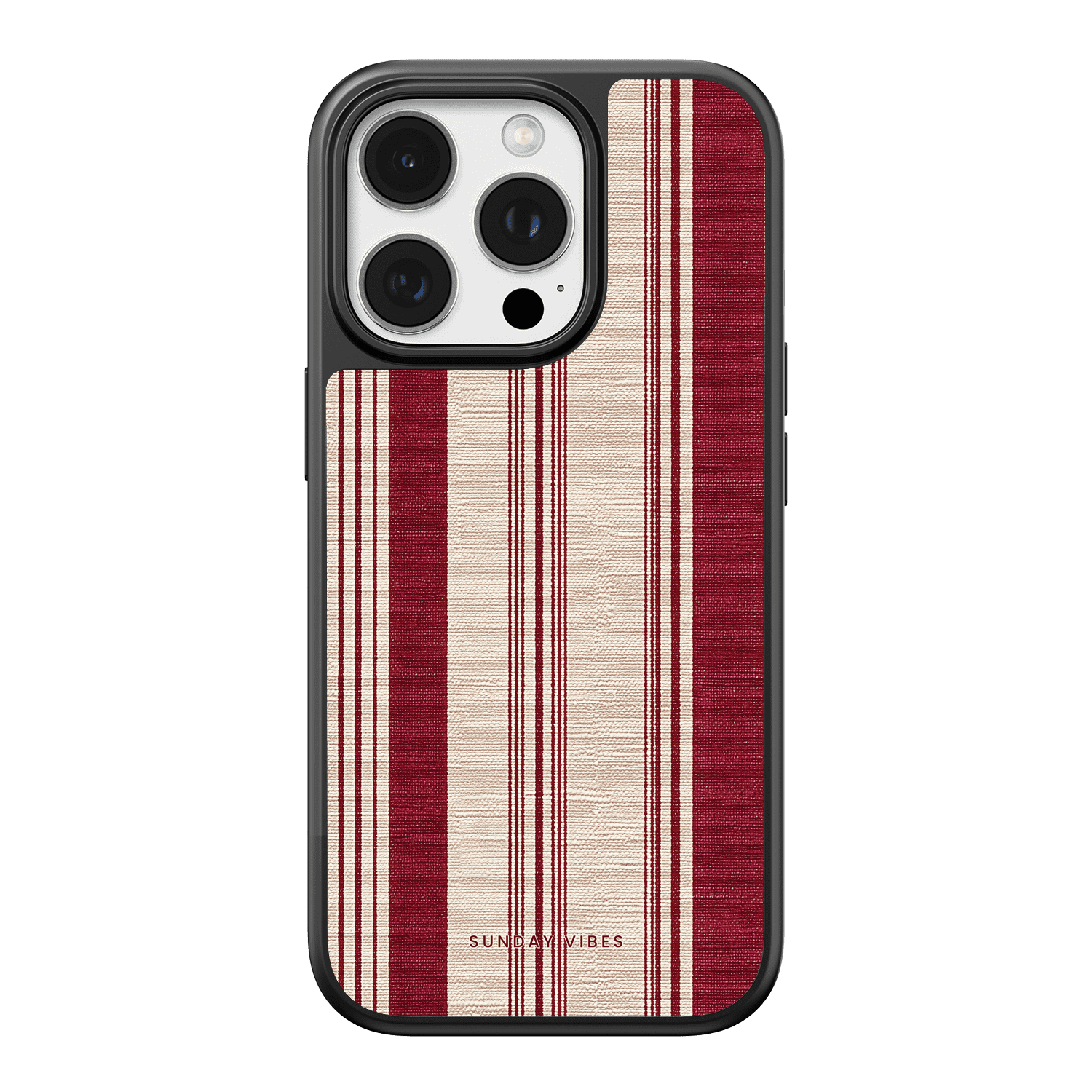 Crimson Linen Stripe iPhone Case