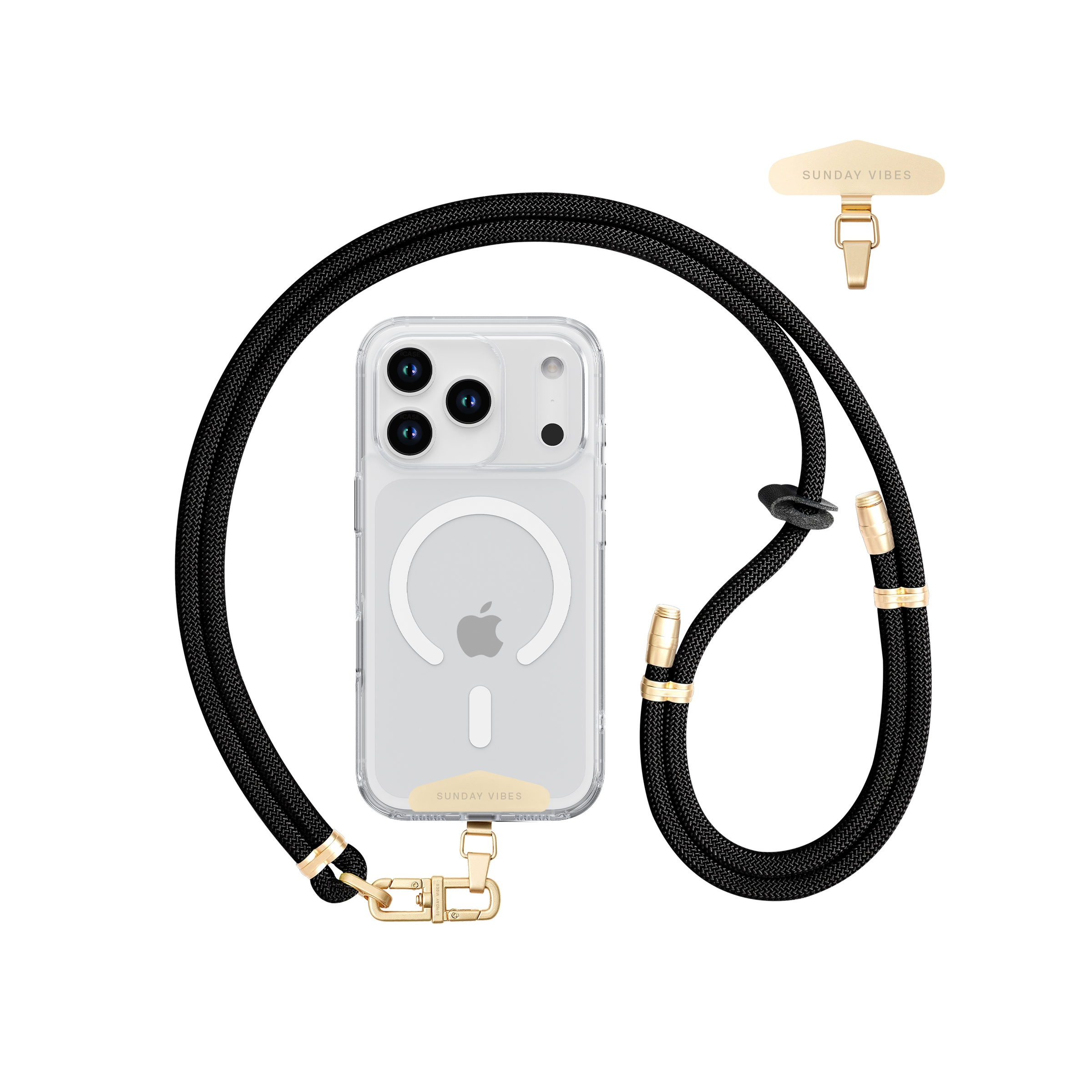 Adjustable Crossbody Lanyard - Black Gold