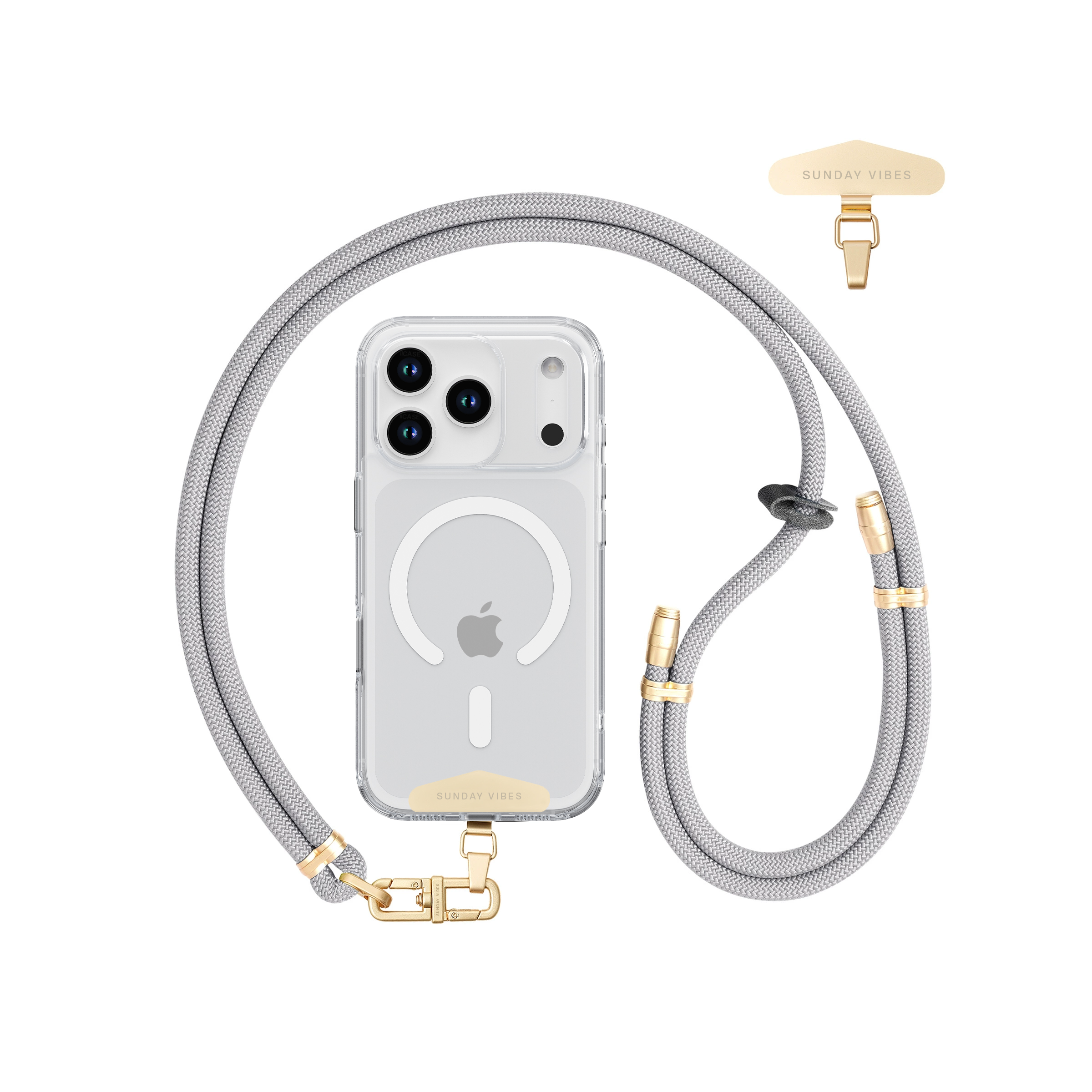 Adjustable Crossbody Lanyard - Grey