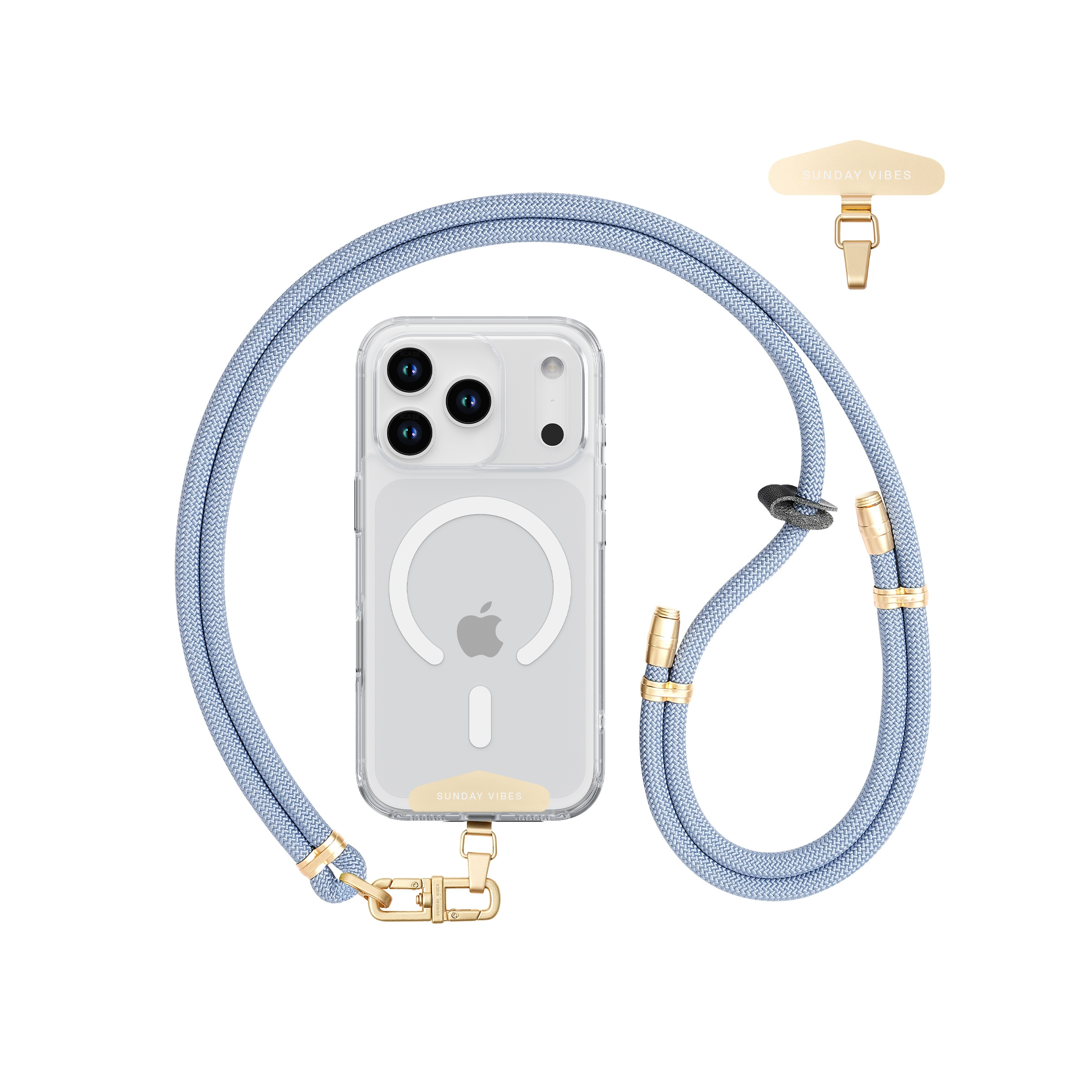 Adjustable Crossbody Lanyard - Fog Blue