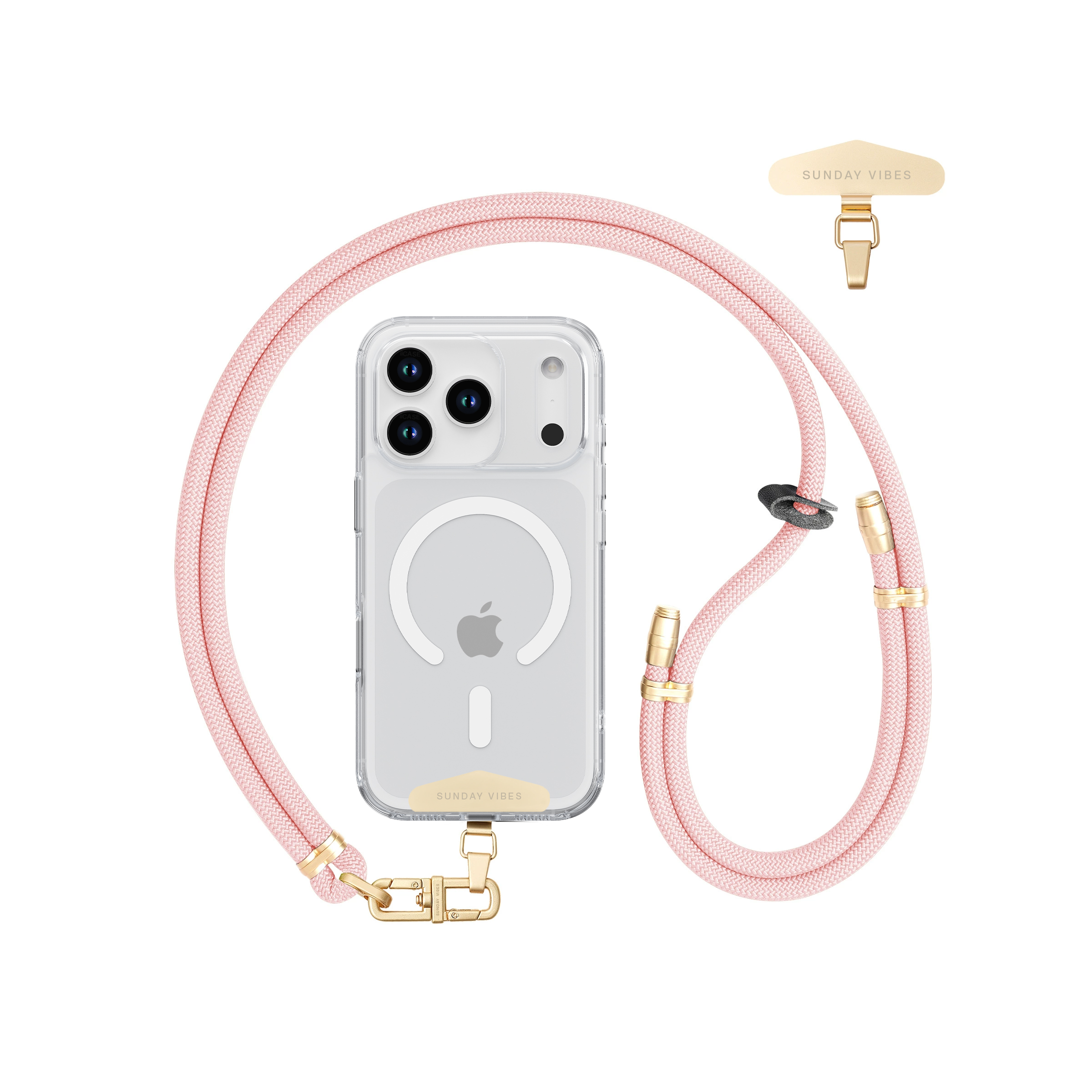 Adjustable Crossbody Lanyard - Pink