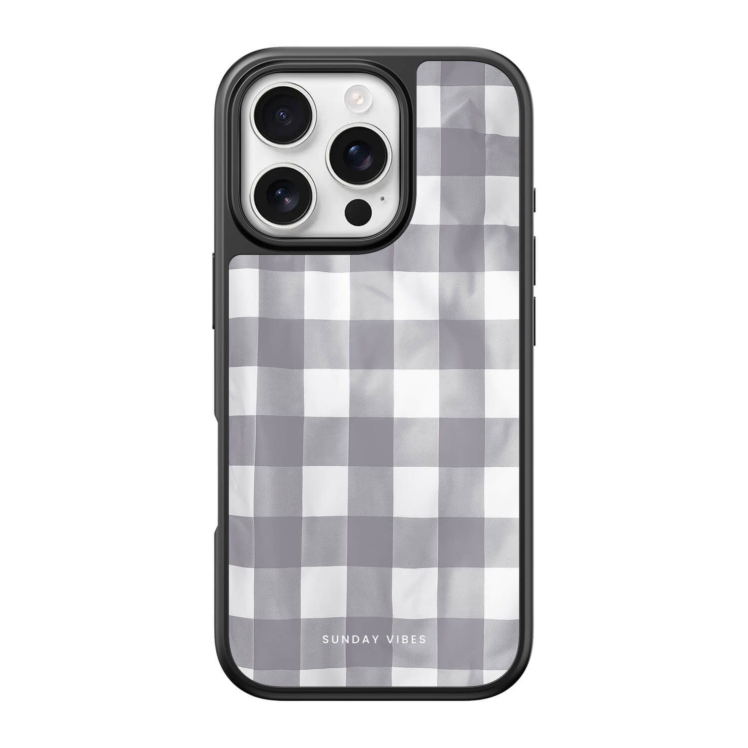 Silver Grey Gingham iPhone Case