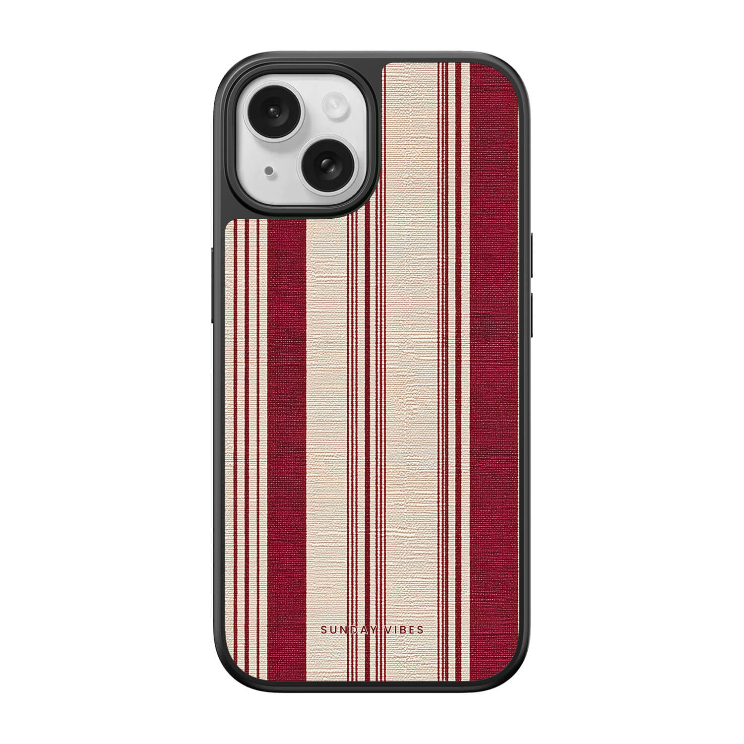Crimson Linen Stripe iPhone Case