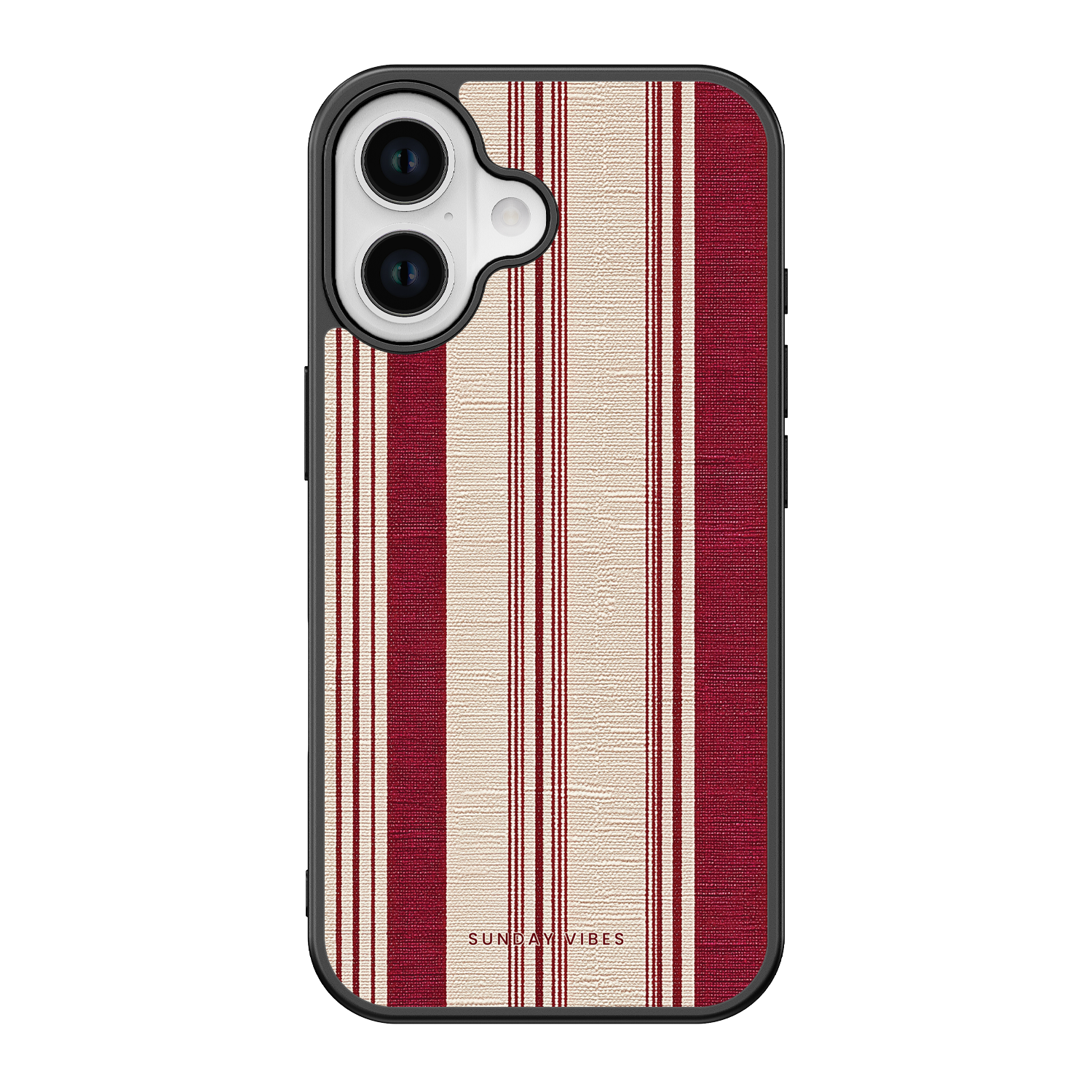 Crimson Linen Stripe iPhone Case