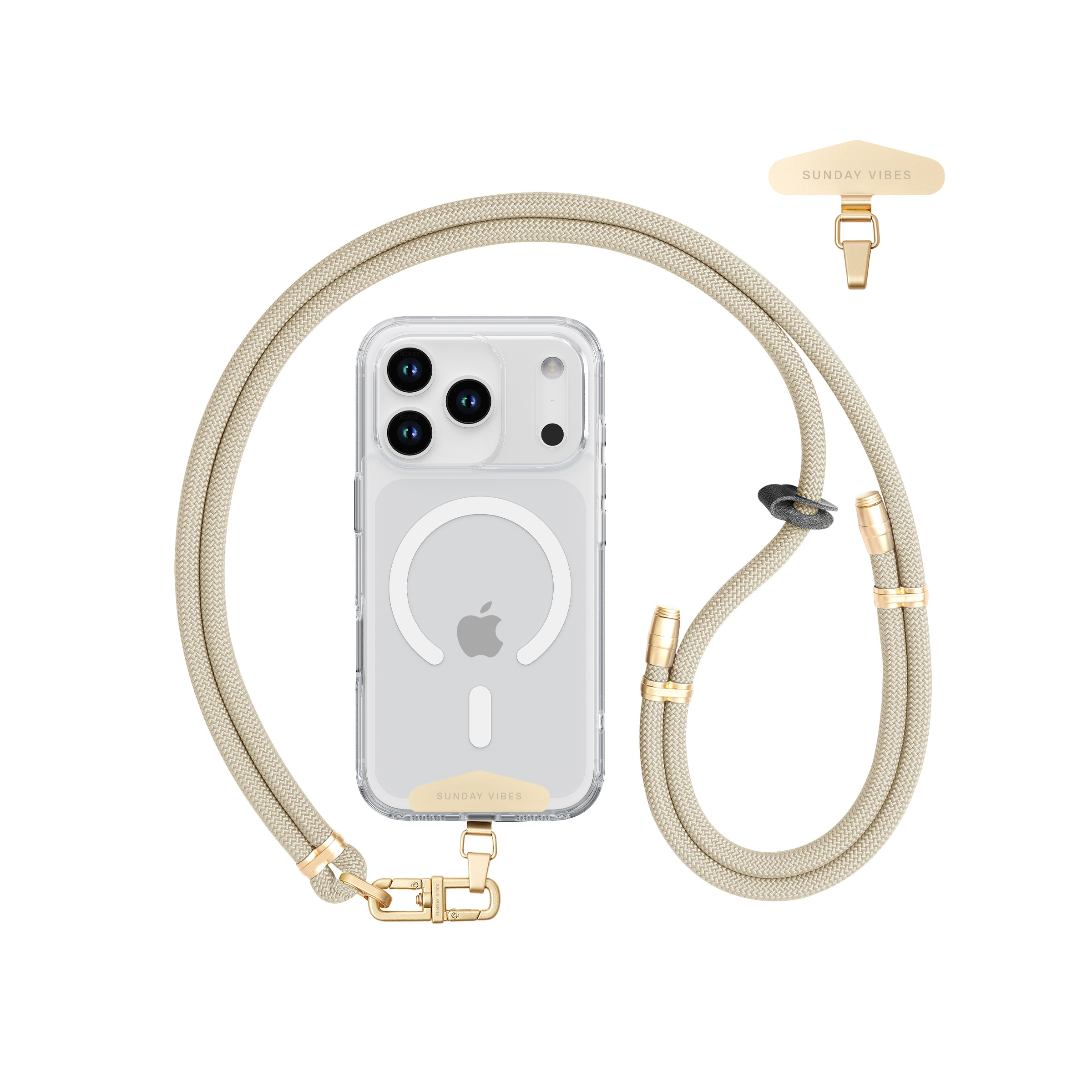 Adjustable Crossbody Lanyard - beige